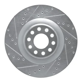 R1 Concepts EDZ-73026L Brake Rotor Drilled and Slotted Silver